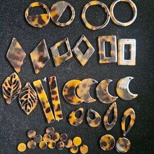 Tortoiseshell Acrylic Earring Charms Jewelry Making Supplies Brown Black Craft